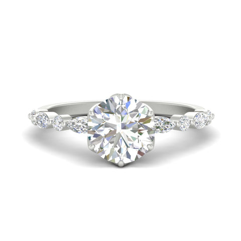 Tulip Setting Round Diamond Engagement Ring