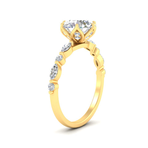 Tulip Setting Round Diamond Engagement Ring