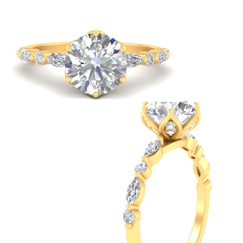 Tulip Setting Round Diamond Engagement Ring