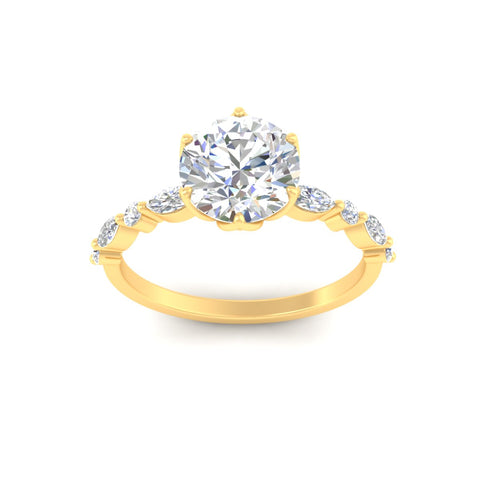 Tulip Setting Round Diamond Engagement Ring