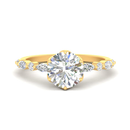 Tulip Setting Round Diamond Engagement Ring