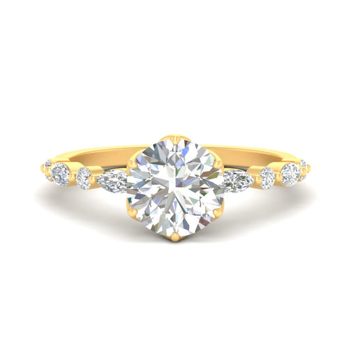 Tulip Setting Round Diamond Engagement Ring