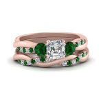 Load image into Gallery viewer, twisted-asscher-diamond-wedding-band-with-emerald-in-rose-gold-FDENS3301ASGEMGR-NL-RG.jpg
