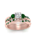 Load image into Gallery viewer, twisted-asscher-diamond-wedding-band-with-emerald-in-rose-gold-FDENS3301ASGEMGR-NL-RG.jpg
