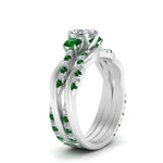 Load image into Gallery viewer, twisted-asscher-diamond-wedding-band-with-emerald-in-white-gold-FDENS3301ASGEMGR-NL-WG.jpg
