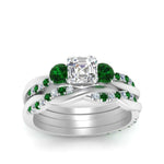 Load image into Gallery viewer, twisted-asscher-diamond-wedding-band-with-emerald-in-white-gold-FDENS3301ASGEMGR-NL-WG.jpg

