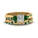 Load image into Gallery viewer, twisted-asscher-diamond-wedding-band-with-emerald-in-yellow-gold-FDENS3301ASGEMGR-NL-YG.jpg
