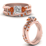 Load image into Gallery viewer, twisted-asscher-diamond-wedding-band-with-orange-sapphire-in-rose-gold-FDENS3301ASGSAOR-NL-RG.jpg
