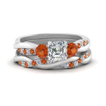 Load image into Gallery viewer, twisted-asscher-diamond-wedding-band-with-orange-sapphire-in-white-gold-FDENS3301ASGSAOR-NL-WG.jpg
