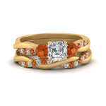 Load image into Gallery viewer, twisted-asscher-diamond-wedding-band-with-orange-sapphire-in-yellow-gold-FDENS3301ASGSAOR-NL-YG.jpg
