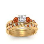 Load image into Gallery viewer, twisted-asscher-diamond-wedding-band-with-orange-sapphire-in-yellow-gold-FDENS3301ASGSAOR-NL-YG.jpg
