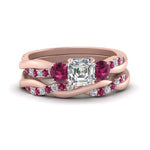 Load image into Gallery viewer, twisted-asscher-diamond-wedding-band-with-pink-sapphire-in-rose-gold-FDENS3301ASGSADRPI-NL-RG.jpg
