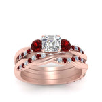 Load image into Gallery viewer, twisted-asscher-diamond-wedding-band-with-ruby-in-rose-gold-FDENS3301ASGRUDR-NL-RG.jpg
