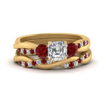 Load image into Gallery viewer, twisted-asscher-diamond-wedding-band-with-ruby-in-yellow-gold-FDENS3301ASGRUDR-NL-YG.jpg
