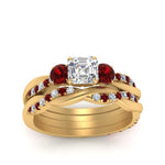 Load image into Gallery viewer, twisted-asscher-diamond-wedding-band-with-ruby-in-yellow-gold-FDENS3301ASGRUDR-NL-YG.jpg
