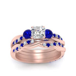 Load image into Gallery viewer, twisted-asscher-diamond-wedding-band-with-sapphire-in-rose-gold-FDENS3301ASGSABL-NL-RG.jpg
