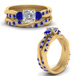 Load image into Gallery viewer, twisted-asscher-diamond-wedding-band-with-sapphire-in-yellow-gold-FDENS3301ASGSABL-NL-YG.jpg
