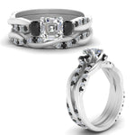 Load image into Gallery viewer, twisted-asscher-wedding-band-with-black-diamond-in-white-gold-FDENS3301ASGBLACK-NL-WG.jpg
