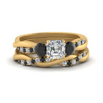 Load image into Gallery viewer, twisted-asscher-wedding-band-with-black-diamond-in-yellow-gold-FDENS3301ASGBLACK-NL-YG.jpg
