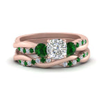 Load image into Gallery viewer, twisted-cushion-diamond-wedding-band-with-emerald-in-rose-gold-FDENS3301CUGEMGR-NL-RG.jpg
