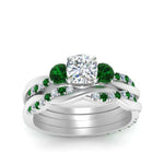 Load image into Gallery viewer, twisted-cushion-diamond-wedding-band-with-emerald-in-white-gold-FDENS3301CUGEMGR-NL-WG.jpg
