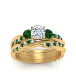 Load image into Gallery viewer, twisted-cushion-diamond-wedding-band-with-emerald-in-yellow-gold-FDENS3301CUGEMGR-NL-YG.jpg
