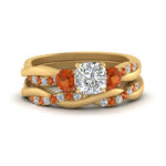 Load image into Gallery viewer, twisted-cushion-diamond-wedding-band-with-orange-sapphire-in-yellow-gold-FDENS3301CUGSAOR-NL-YG.jpg
