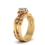 Load image into Gallery viewer, twisted-cushion-diamond-wedding-band-with-orange-sapphire-in-yellow-gold-FDENS3301CUGSAOR-NL-YG.jpg
