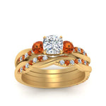 Load image into Gallery viewer, twisted-cushion-diamond-wedding-band-with-orange-sapphire-in-yellow-gold-FDENS3301CUGSAOR-NL-YG.jpg
