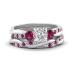 Load image into Gallery viewer, twisted-cushion-diamond-wedding-band-with-pink-sapphire-in-white-gold-FDENS3301CUGSADRPI-NL-WG.jpg