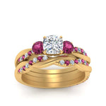 Load image into Gallery viewer, twisted-cushion-diamond-wedding-band-with-pink-sapphire-in-yellow-gold-FDENS3301CUGSADRPI-NL-YG.jpg