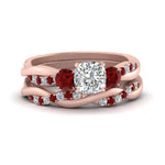 Load image into Gallery viewer, twisted-cushion-diamond-wedding-band-with-ruby-in-rose-gold-FDENS3301CUGRUDR-NL-RG.jpg
