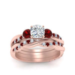 Load image into Gallery viewer, twisted-cushion-diamond-wedding-band-with-ruby-in-rose-gold-FDENS3301CUGRUDR-NL-RG.jpg
