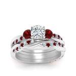 Load image into Gallery viewer, twisted-cushion-diamond-wedding-band-with-ruby-in-white-gold-FDENS3301CUGRUDR-NL-WG.jpg
