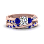 Load image into Gallery viewer, twisted-cushion-diamond-wedding-band-with-sapphire-in-rose-gold-FDENS3301CUGSABL-NL-RG.jpg
