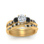 Load image into Gallery viewer, twisted-cushion-wedding-band-with-black-diamond-in-yellow-gold-FDENS3301CUGBLACK-NL-YG.jpg
