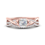 Load image into Gallery viewer, twisted-daisy-asscher-diamond-bridal-ring-set-in-rose-gold-FD9986B2AS-NL-RG
