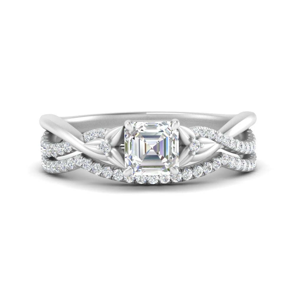 twisted-daisy-asscher-diamond-bridal-ring-set-in-white-gold-FD9986B2AS-NL-WG