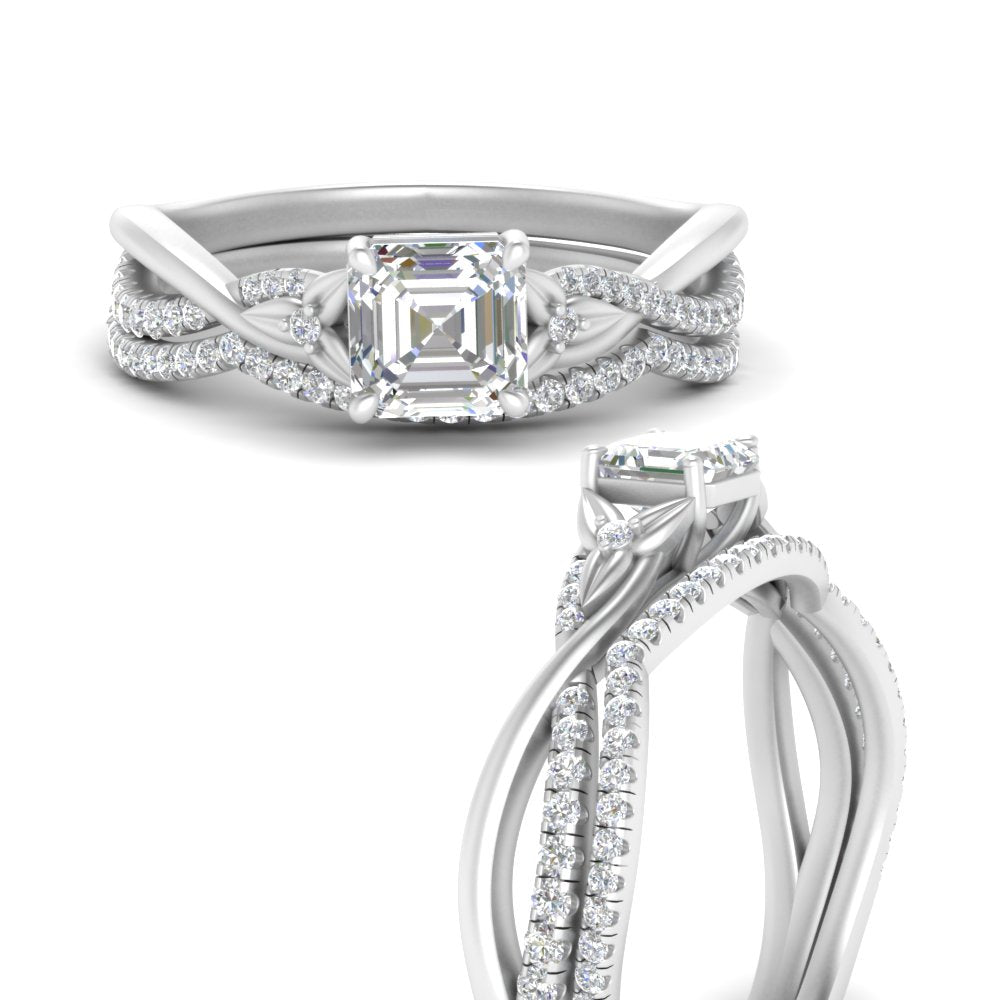 twisted-daisy-asscher-diamond-bridal-ring-set-in-white-gold-FD9986B2AS-NL-WG
