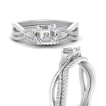 Load image into Gallery viewer, twisted-daisy-asscher-diamond-bridal-ring-set-in-white-gold-FD9986B2AS-NL-WG
