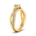 Load image into Gallery viewer, twisted-daisy-asscher-diamond-bridal-ring-set-in-yellow-gold-FD9986B2AS-NL-YG
