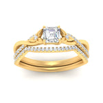 Load image into Gallery viewer, twisted-daisy-asscher-diamond-bridal-ring-set-in-yellow-gold-FD9986B2AS-NL-YG
