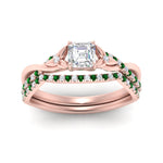 Load image into Gallery viewer, twisted-daisy-asscher-emerald-bridal-ring-set-in-rose-gold-FD9986B2ASGEMGR-NL-RG
