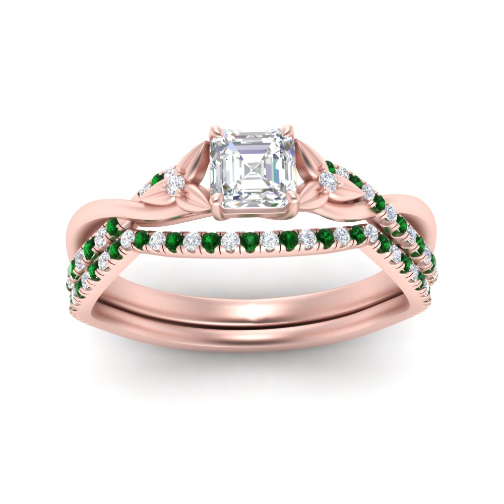 twisted-daisy-asscher-emerald-bridal-ring-set-in-rose-gold-FD9986B2ASGEMGR-NL-RG