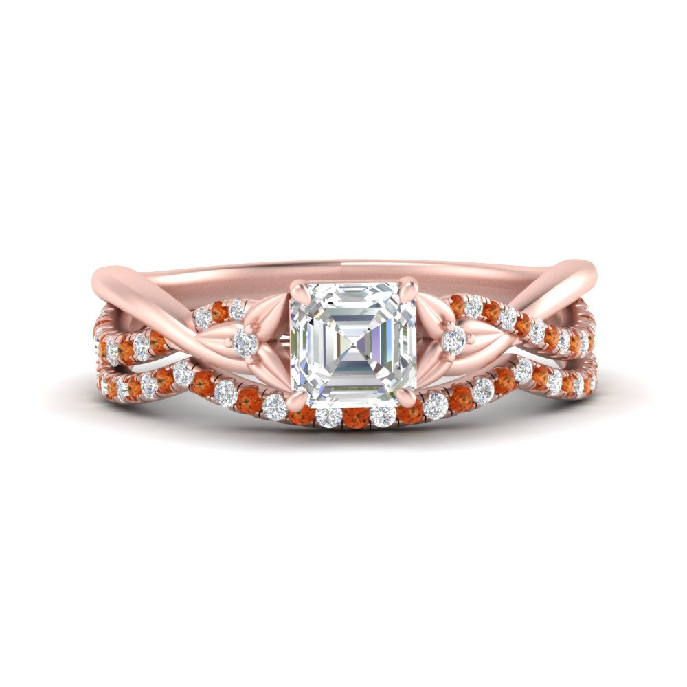 twisted-daisy-asscher-orange-sapphire-bridal-ring-set-in-rose-gold-FD9986B2ASGSAOR-NL-RG