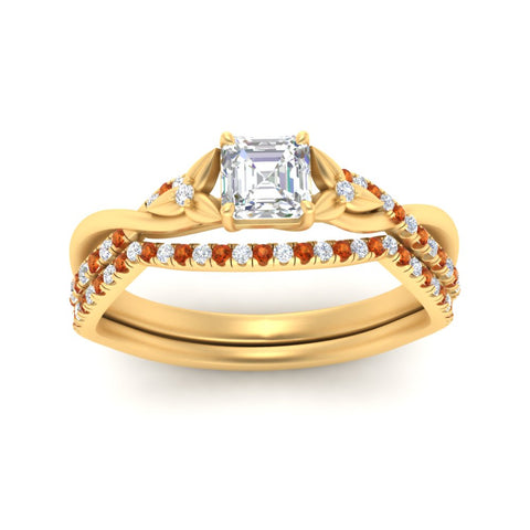 twisted-daisy-asscher-orange-sapphire-bridal-ring-set-in-yellow-gold-FD9986B2ASGSAOR-NL-YG