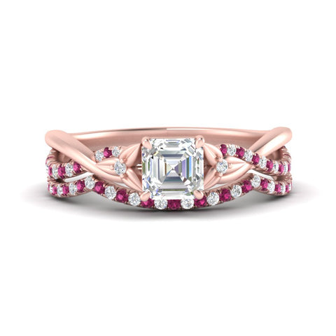 twisted-daisy-asscher-pink-sapphire-bridal-ring-set-in-rose-gold-FD9986B2ASGSADRPI-NL-RG