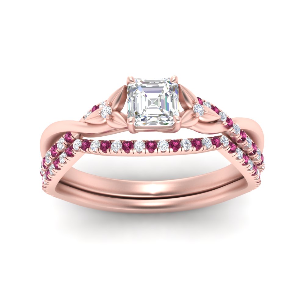 twisted-daisy-asscher-pink-sapphire-bridal-ring-set-in-rose-gold-FD9986B2ASGSADRPI-NL-RG