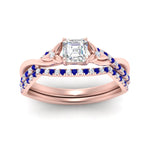 Load image into Gallery viewer, twisted-daisy-asscher-sapphire-bridal-ring-set-in-rose-gold-FD9986B2ASGSABL-NL-RG
