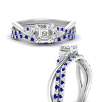 Load image into Gallery viewer, twisted-daisy-asscher-sapphire-bridal-ring-set-in-white-gold-FD9986B2ASGSABL-NL-WG

